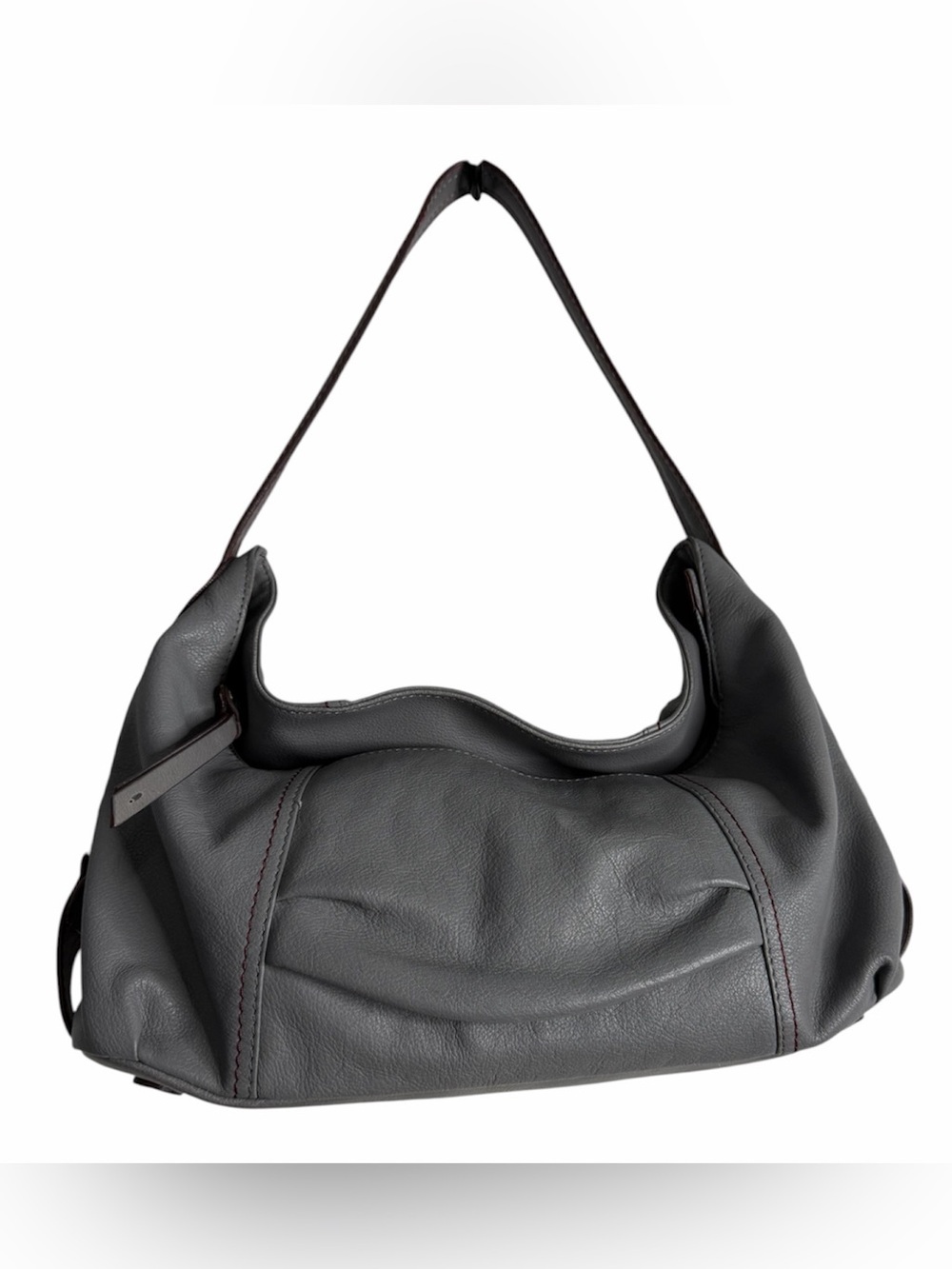 Liz Claiborne Gray Leather Shoulder Bag Pre-loved, timeless Hobo, Classic